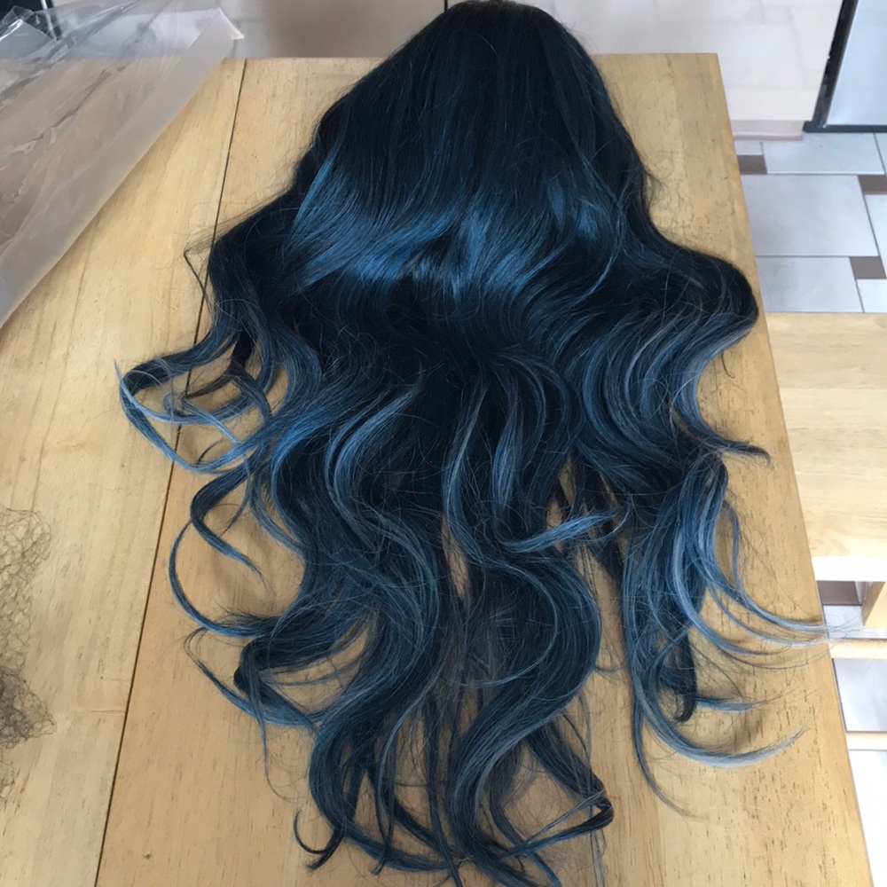 Dark blue ombré long wig. Truly Me brand. Lace front.